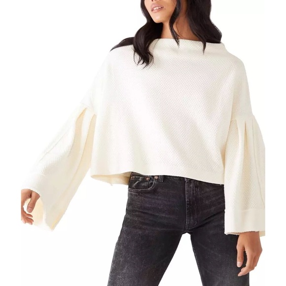 Free People Tops - FREE PEOPLE Bunny Cropped Boat Neck Pullover Sweater Top XL